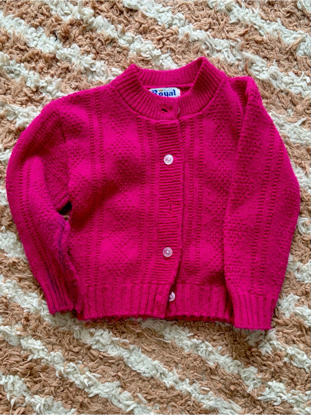 Vintage Bright Pink Knit Cardigan